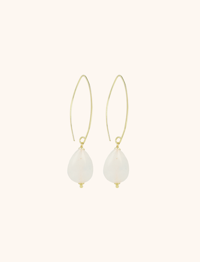Clear Pink Quartz Drop S Earrings