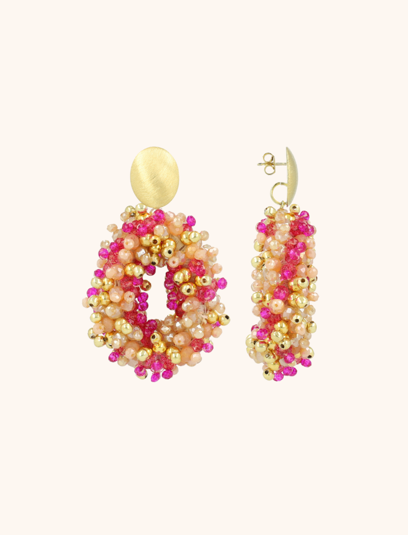 Fuchsia Tangerine Earrings Katie Double Stones Oval M