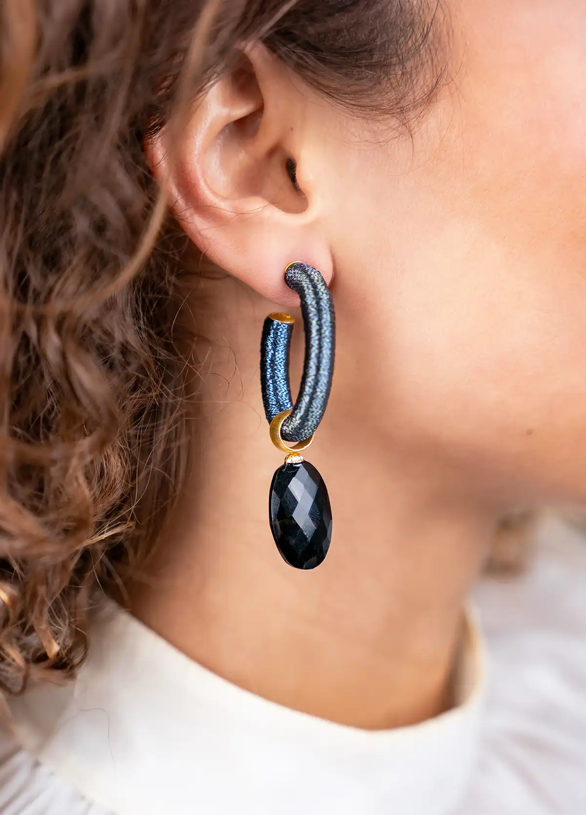 Petrol/Black Earrings Evy Creole Ovallott-theme.productDescriptionPage.SEO.byTheBrand