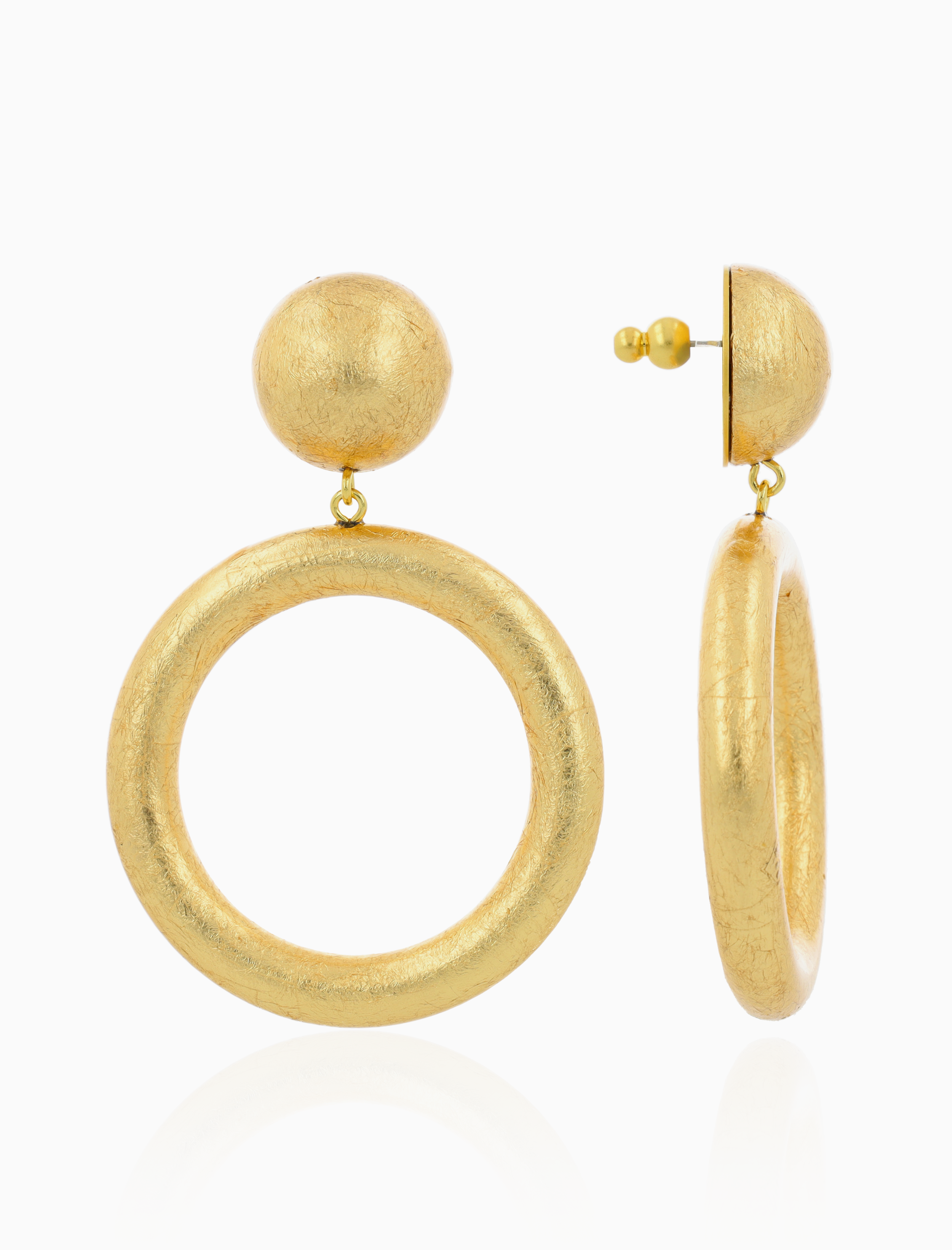 Gold Colored Earrings Giselle Round Hoop