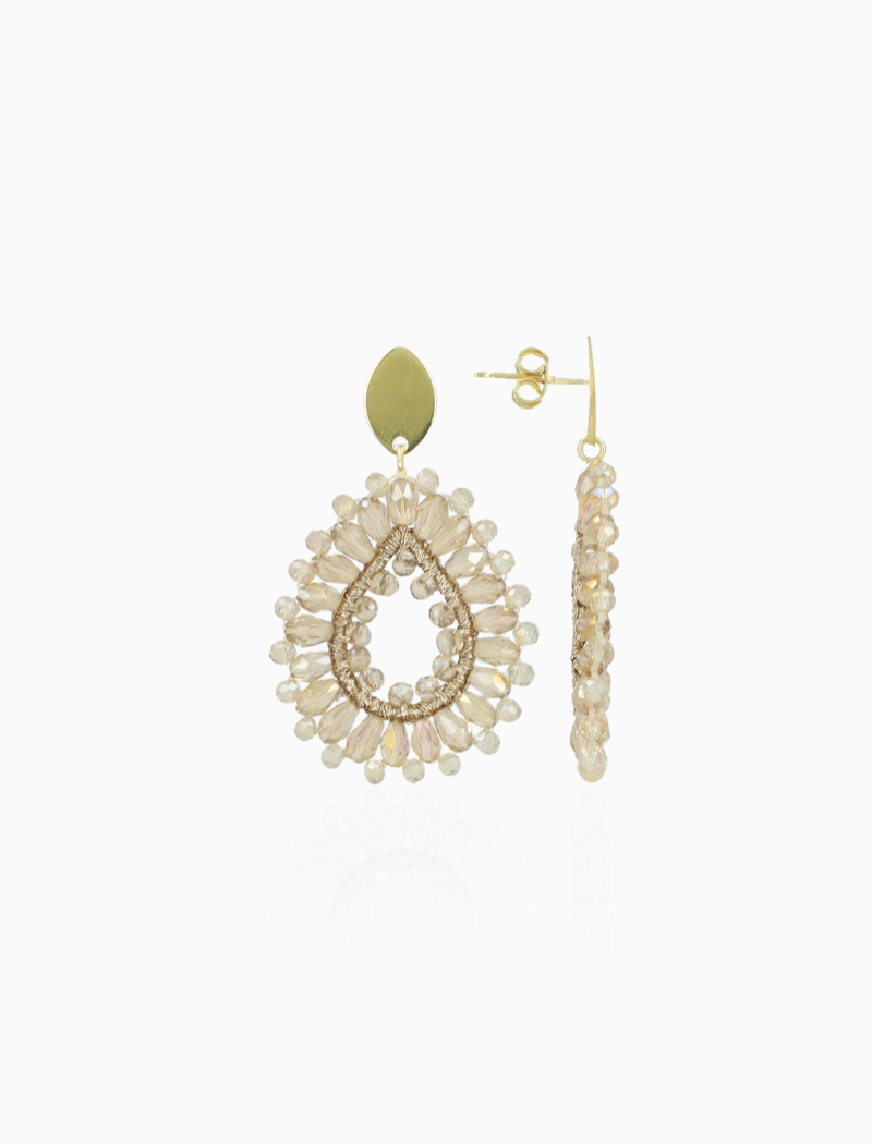 Champagne oorbellen Robin Silk Drop Crystal S