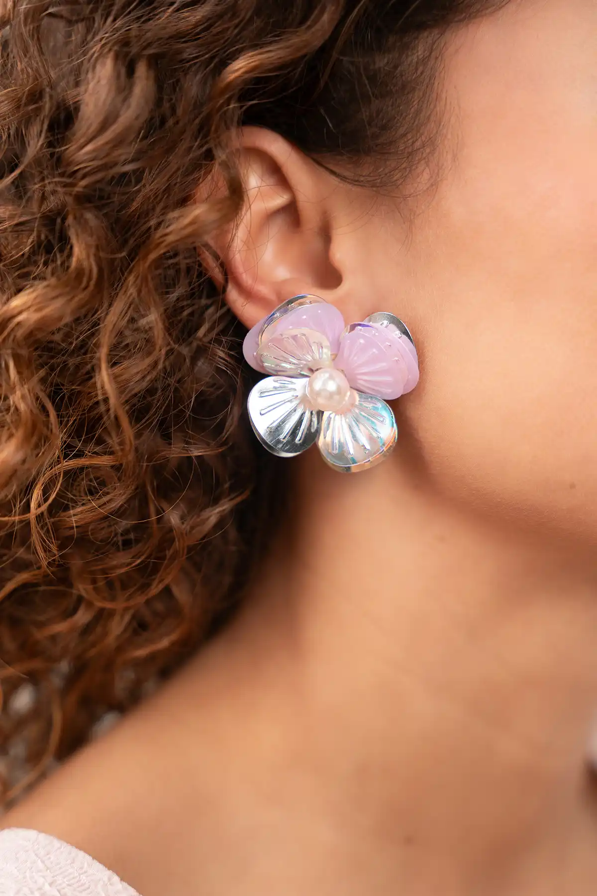 Lila/Silber Ohrringe Dianthe Flower Bomb  