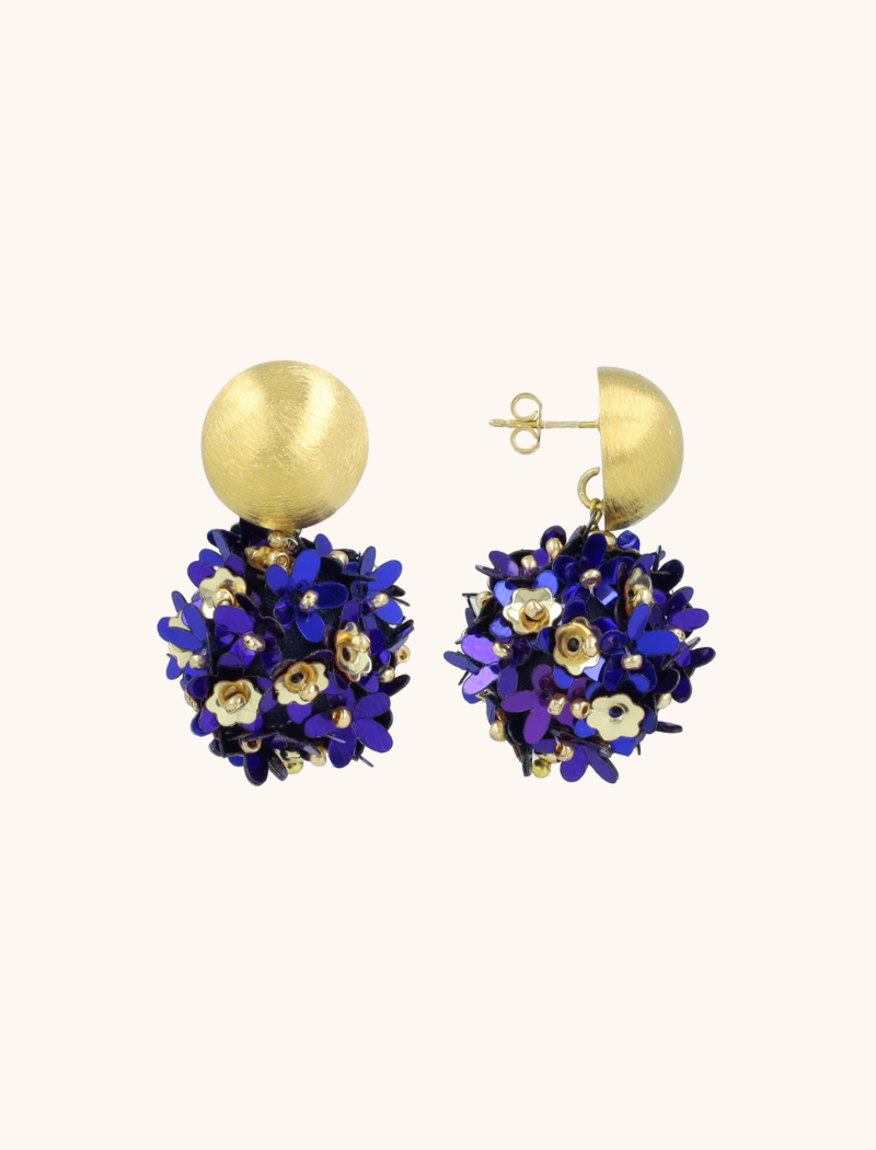 Blauwe Oorbellen Sequin Flower Globe M Daisy