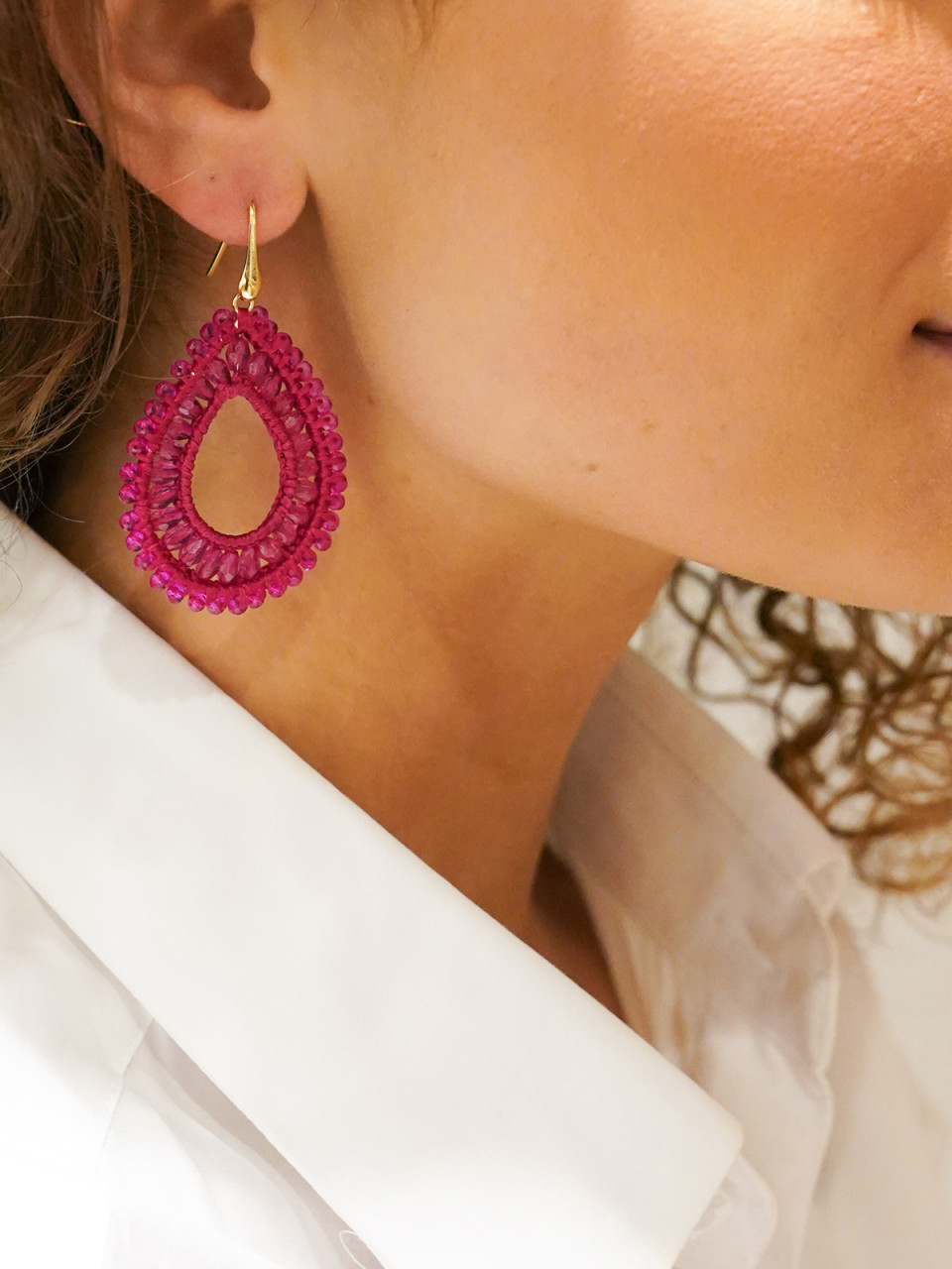 Fuchsia Oorbellen Silk Drop L