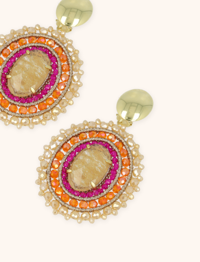 Fuchsia Tangerine Oorbellen Jamie Ovaal L Met Steenlott-theme.productDescriptionPage.SEO.byTheBrand