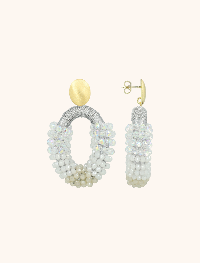 Crystal Silver Oorbellen Yara Combi Oval M