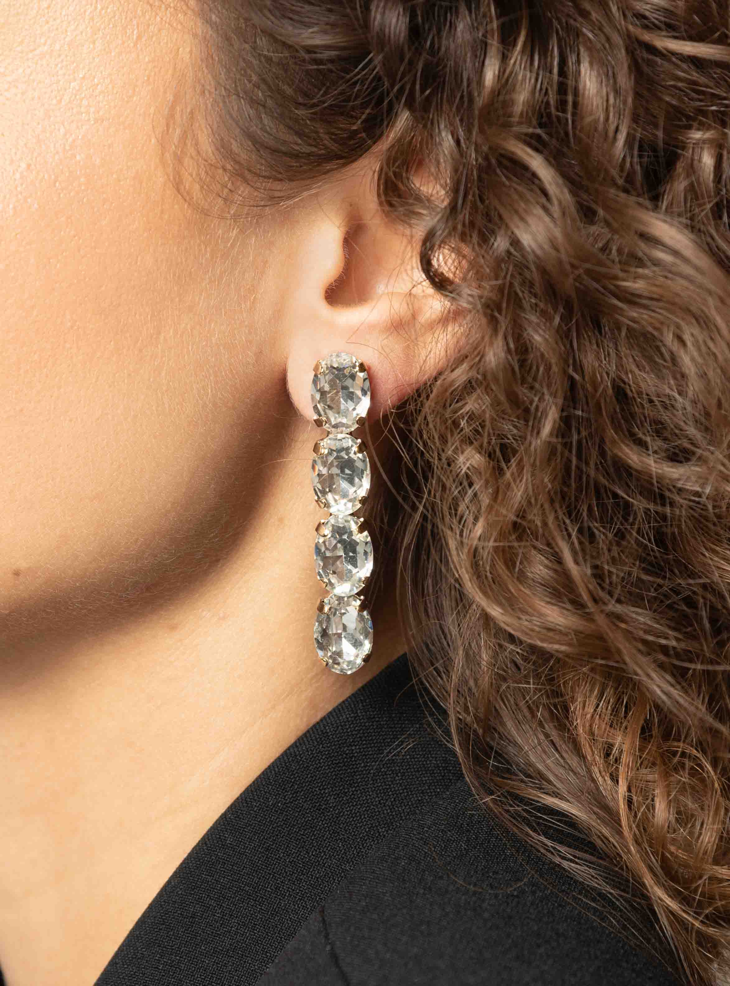 Maudi Earrings Oval Waterfall Four Stones S Crystal