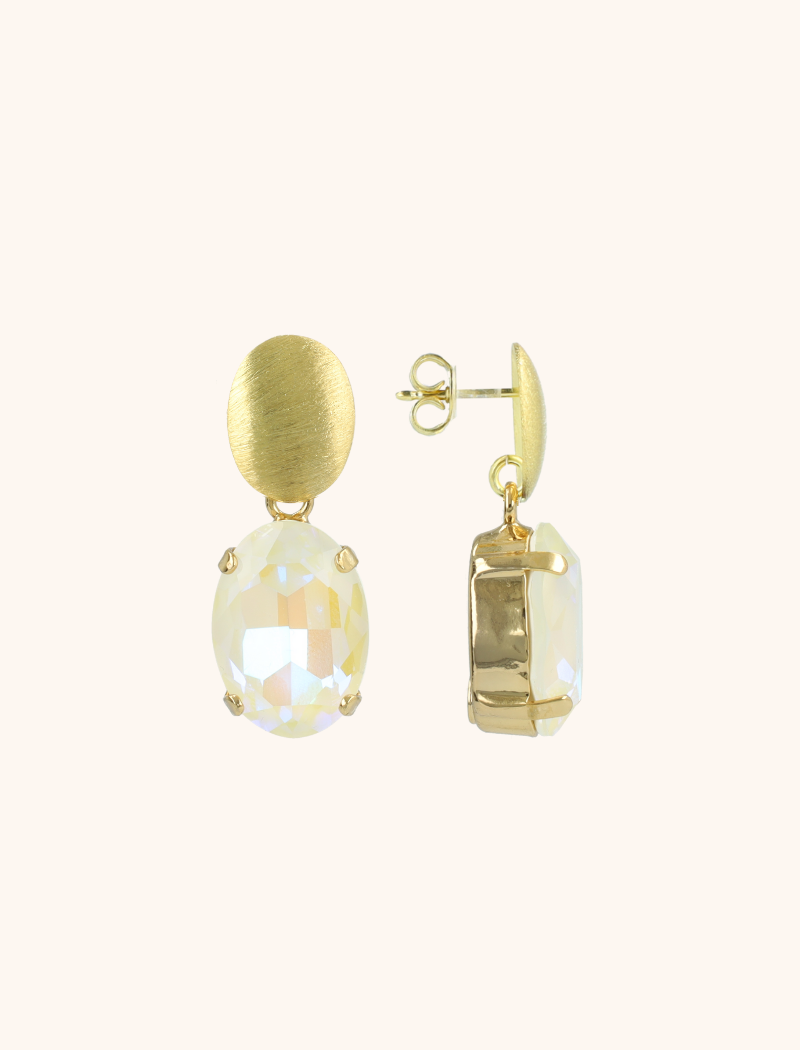White earrings Daan oval M