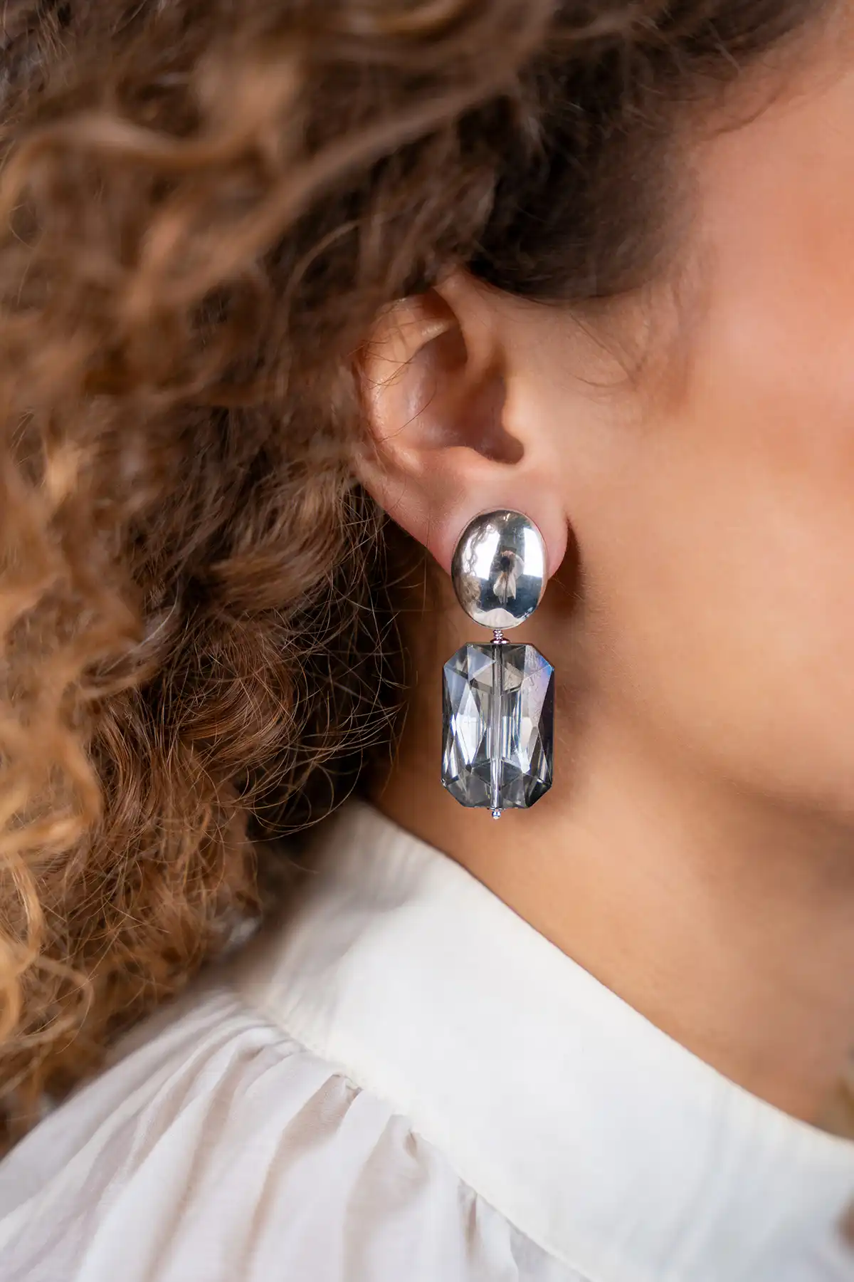 Mix Black Grey Oorbellen Rectangle M