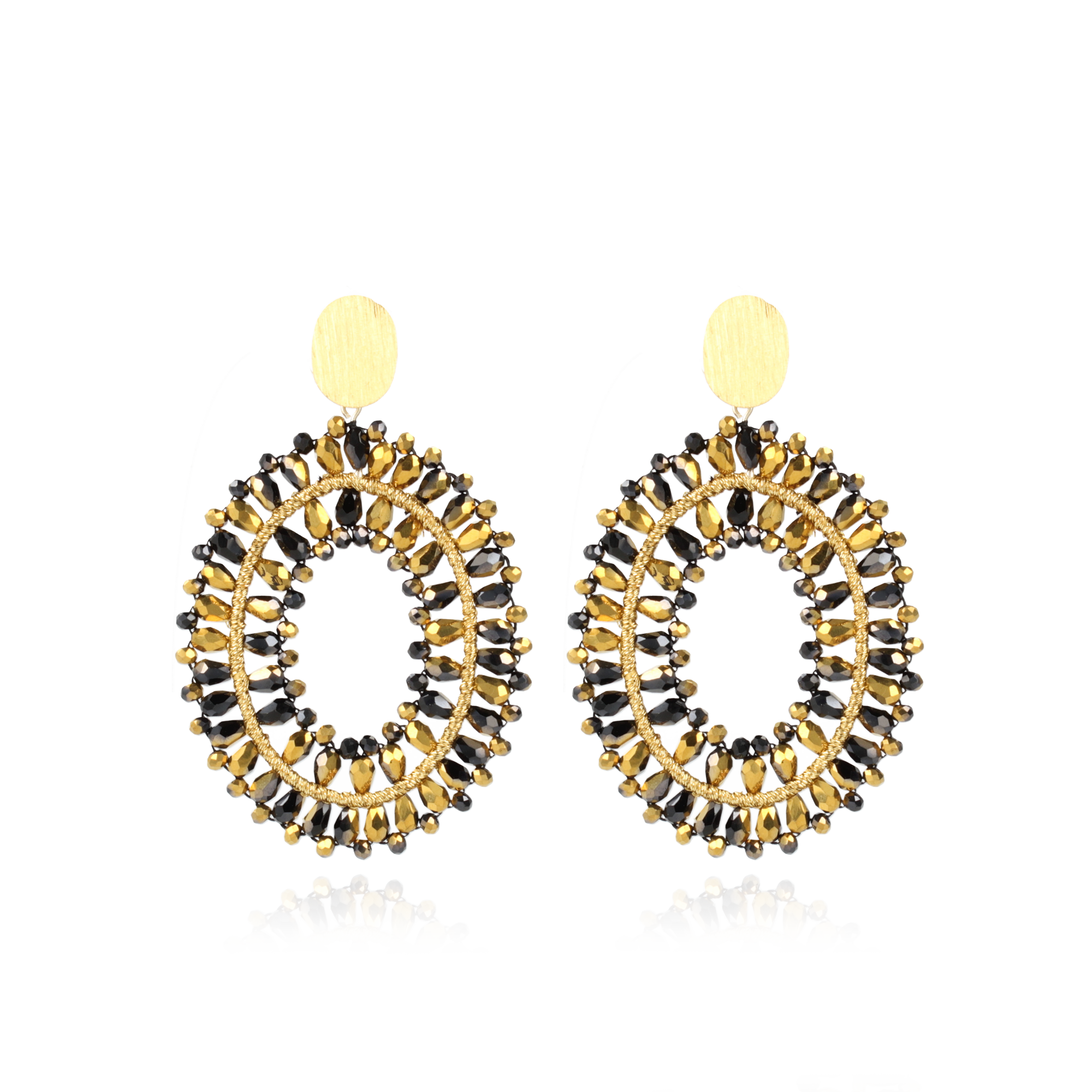 Goudkleurige Oorbellen Noa Silk Double Stones