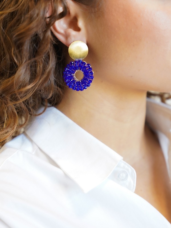 Royal Blue Earrings Poppy Round S