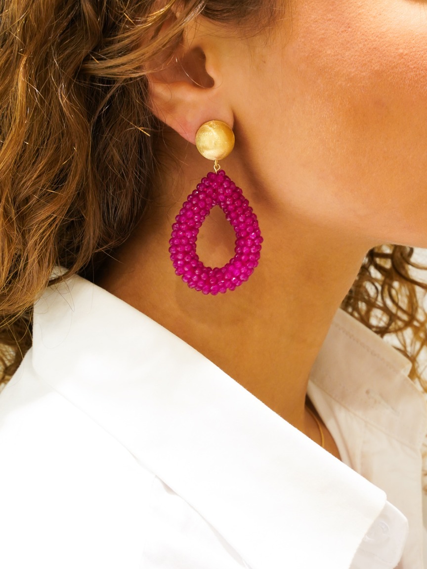 Fuchsia Earrings Clip Berry Drop L