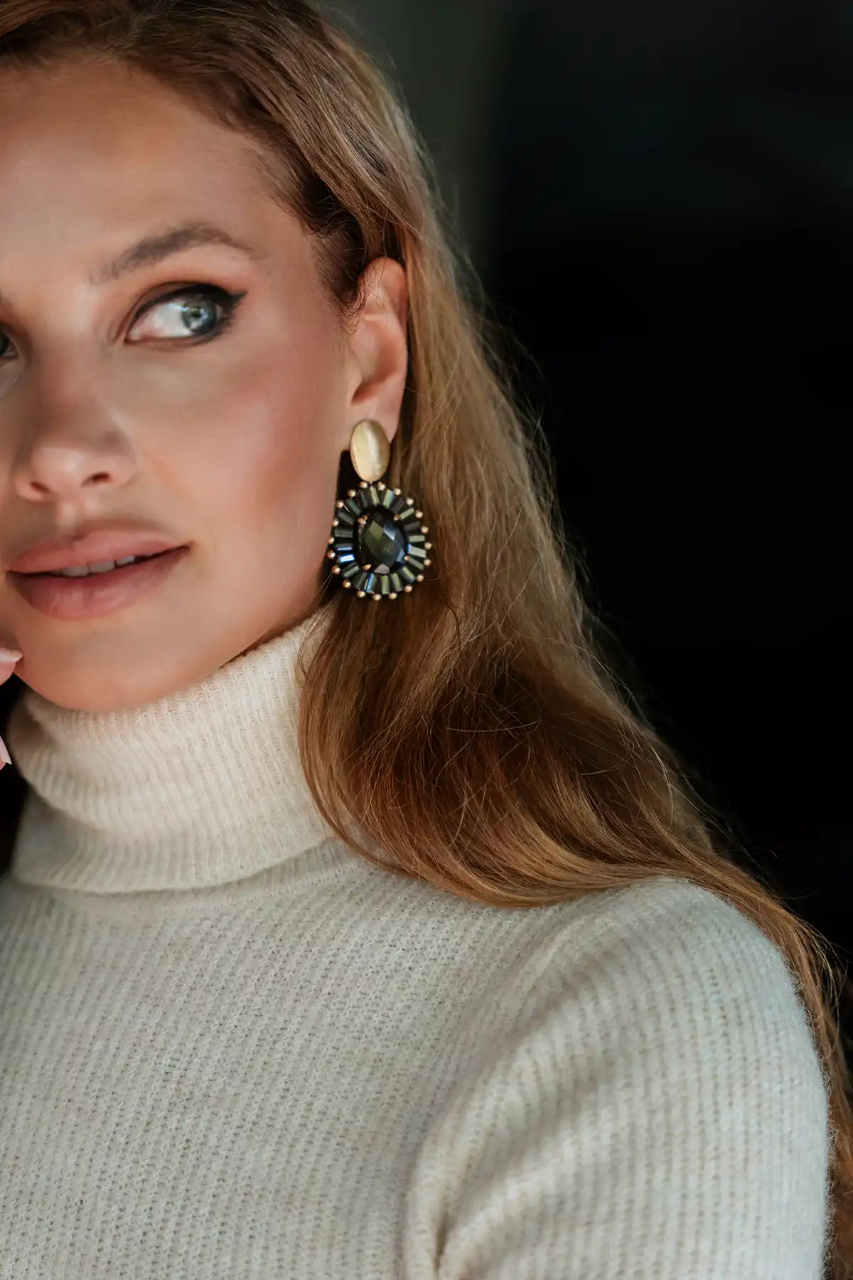 Transparent Black Earrings Esmee Oval S
