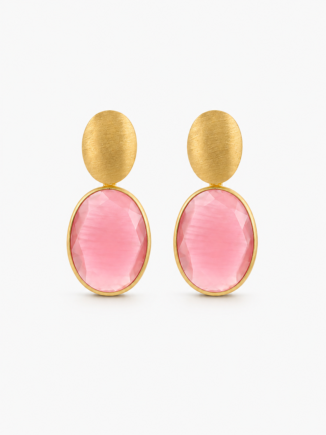 Brass - Gold Pink Earrings Framed Drop L Rae