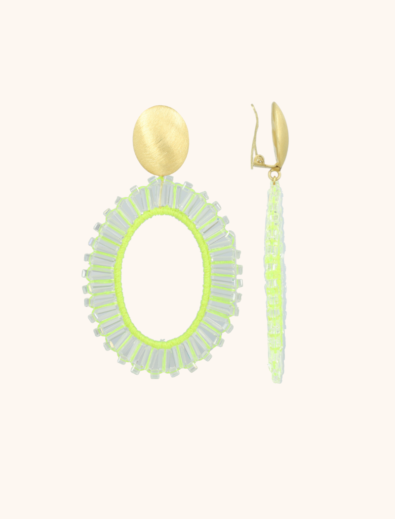 Lime oorbellen Naomi Ovaal L tonal clip