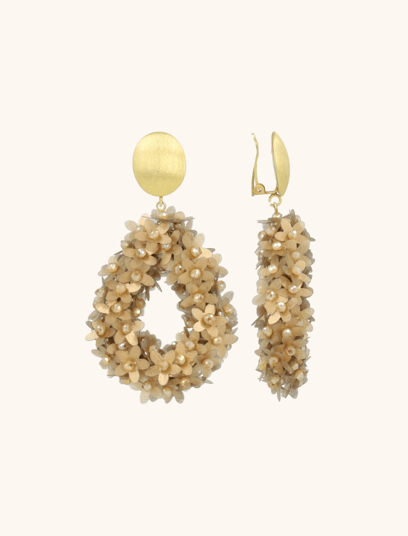 Dark Nude Earrings Ivy Flower Drop L Clip