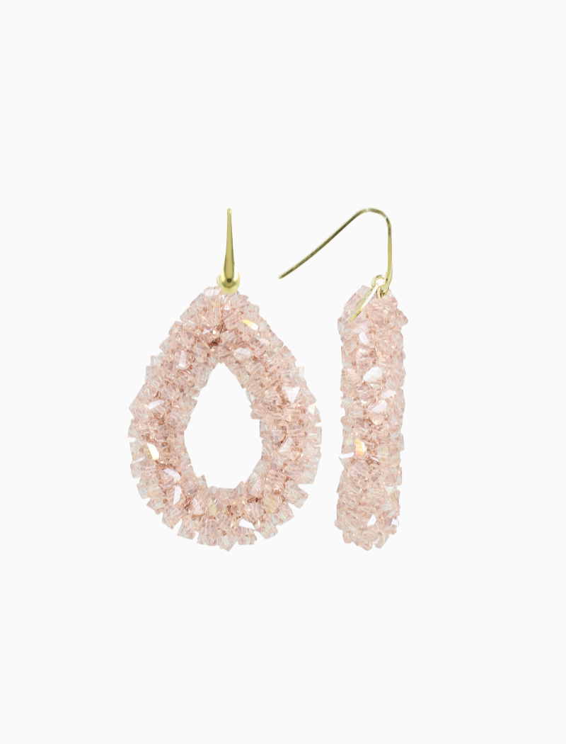 Crystal Pink Oorbellen Marieke Drop L. Raw