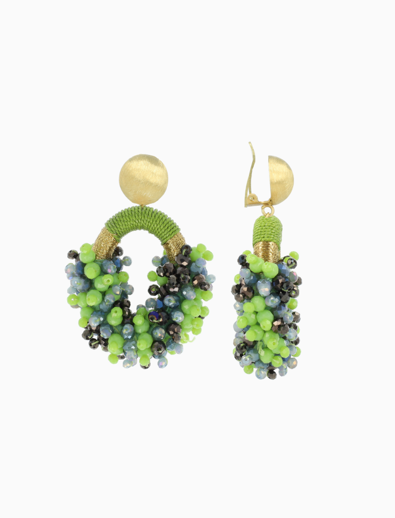 Bruine Mix Oorbellen Eve Combi ovaal M Double Stones Clip