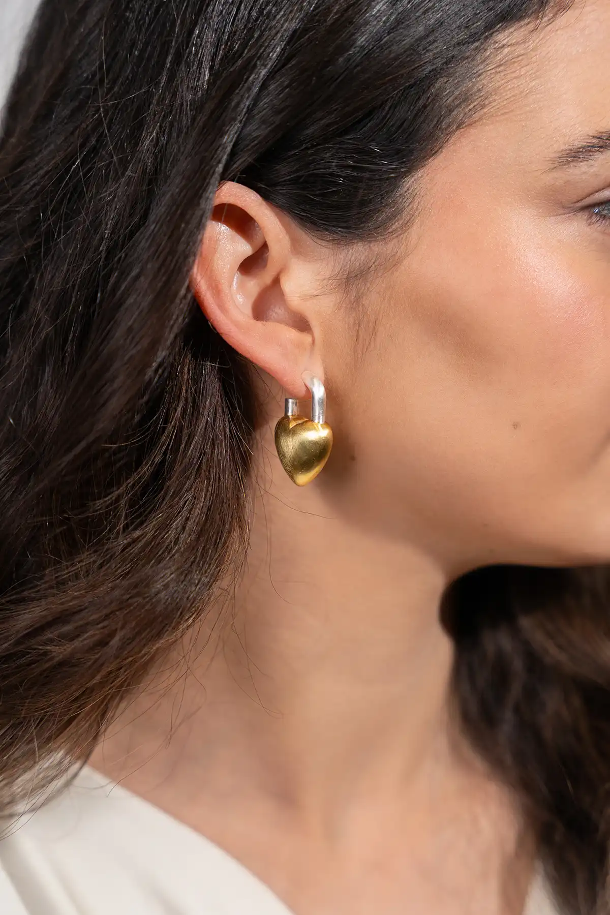 Oorbellen Zilverkleurig Slot Hart M Amour