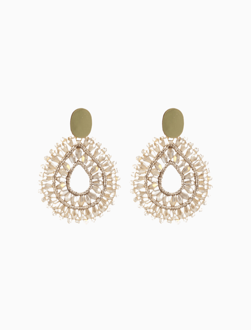 Champagne oorbellen Alice Silk Drop Crystal Double