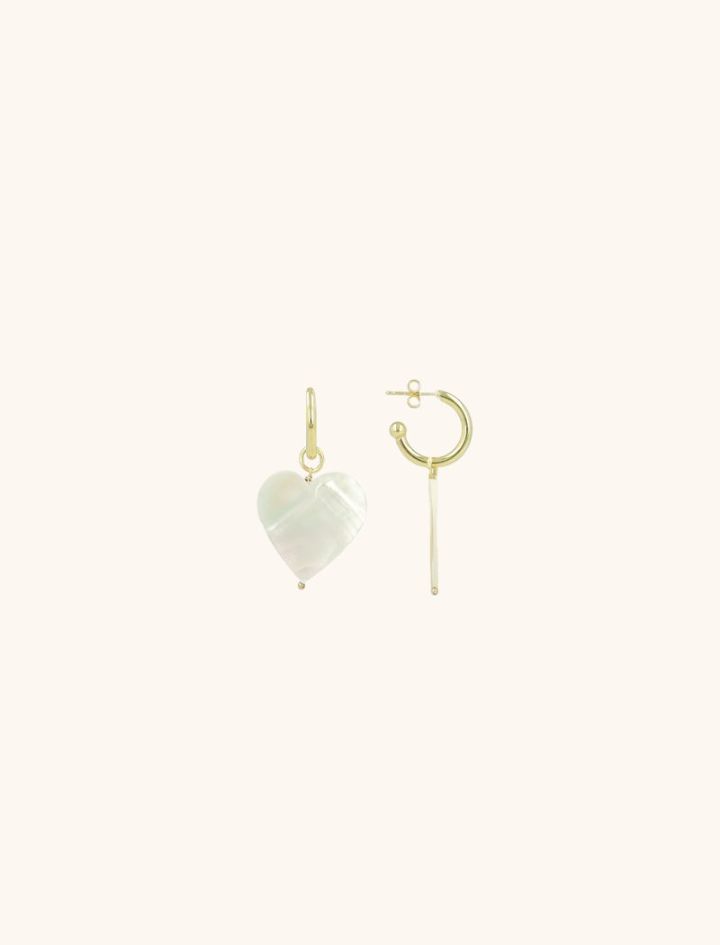 Goldenen Perlenohrringen Flat Heart M