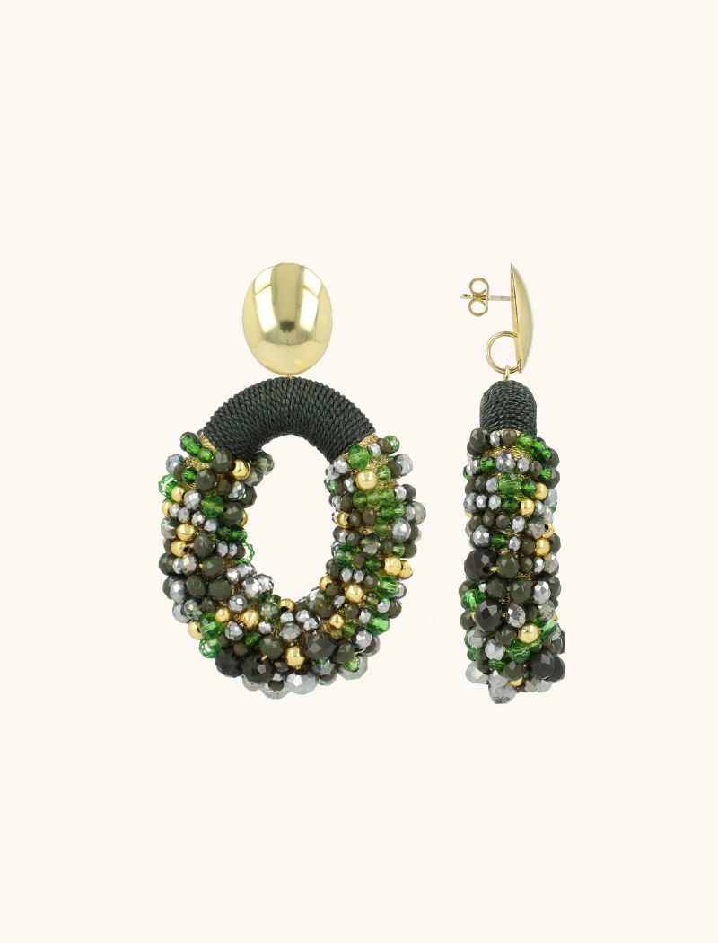 Green Earrings Opheilia Combi Oval L