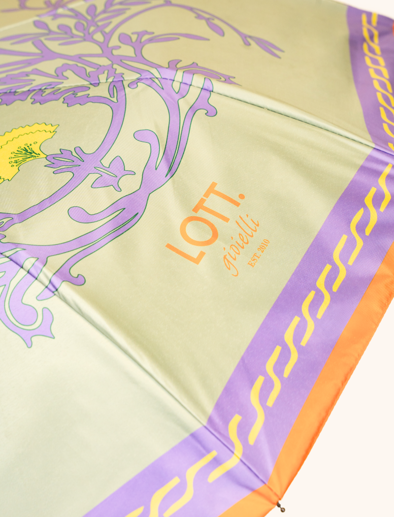Lila/Pastel Groene/Oranje Paraplu