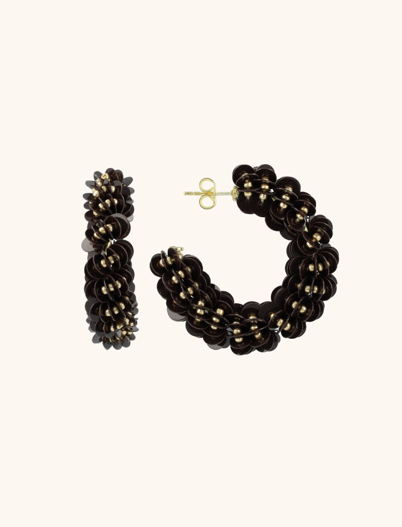 Bruine oorbellen sequin creool M