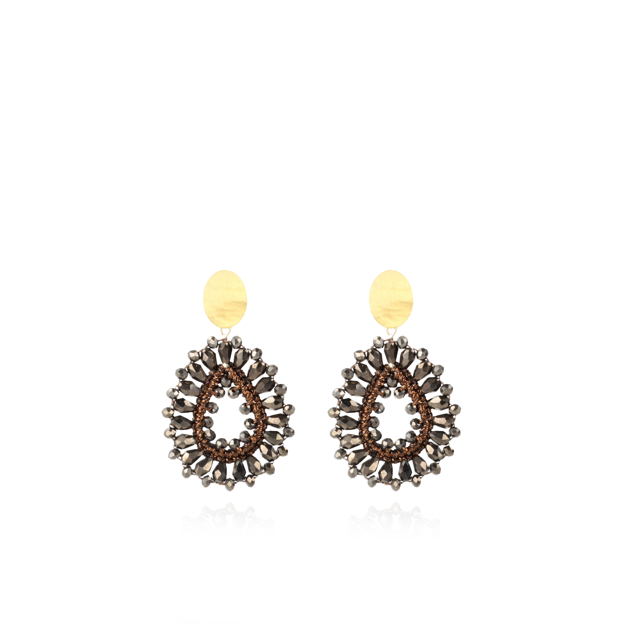 Metallic Brown Earrings Silk Drop S