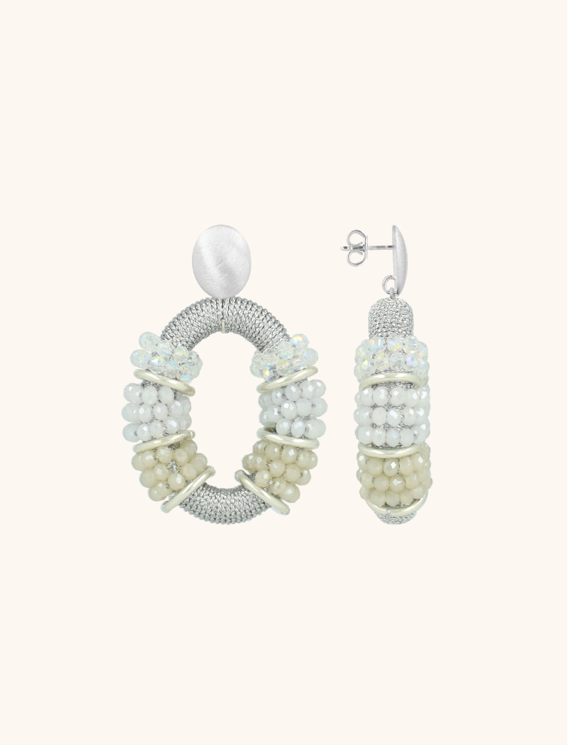 Crystal Silver/Silver Earrings Elle Combi Oval Deluxe M  