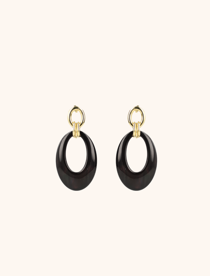 Black earrings Nemea Open Oval