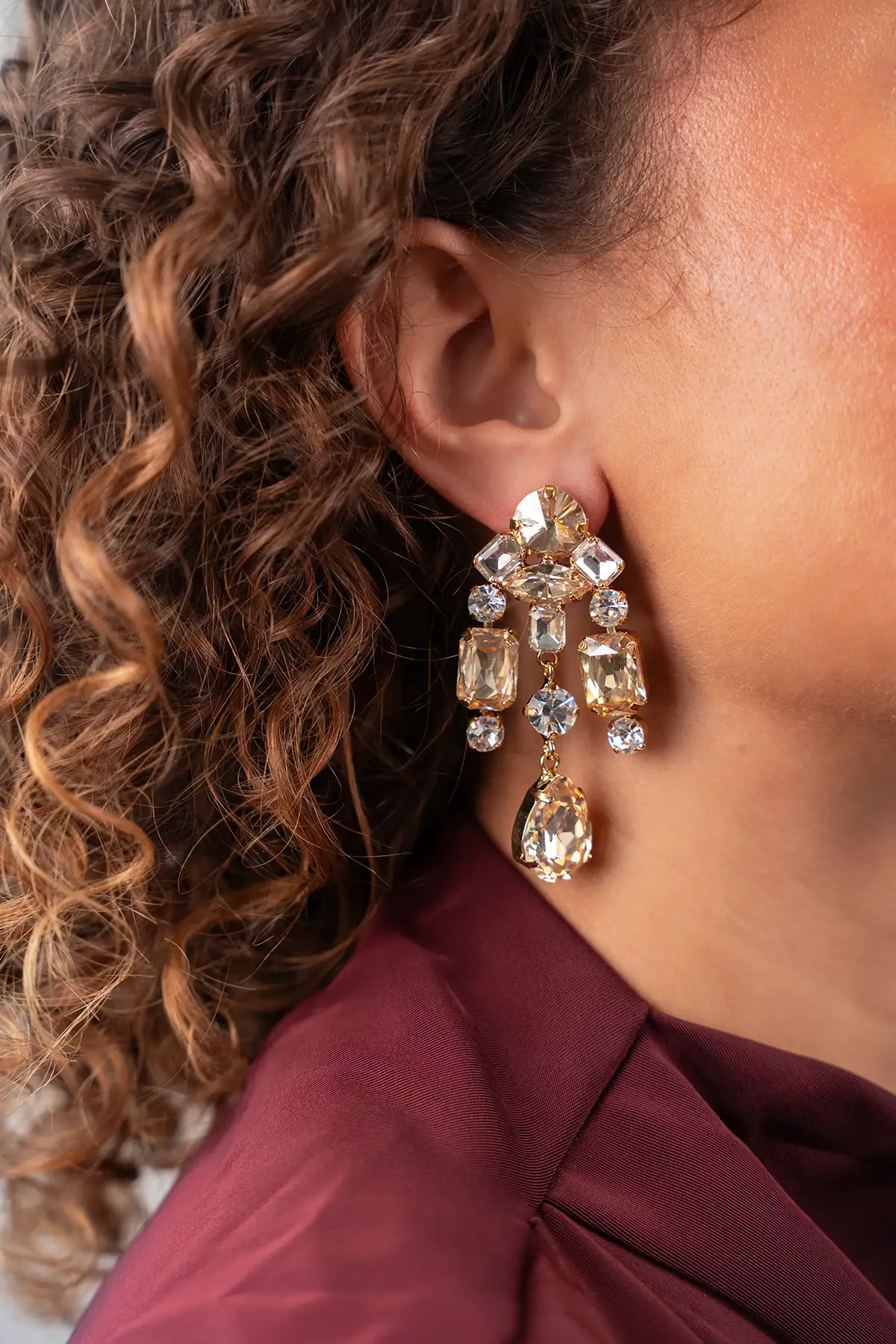 Kristallen Oorbellen Three Stone Strings Diaz