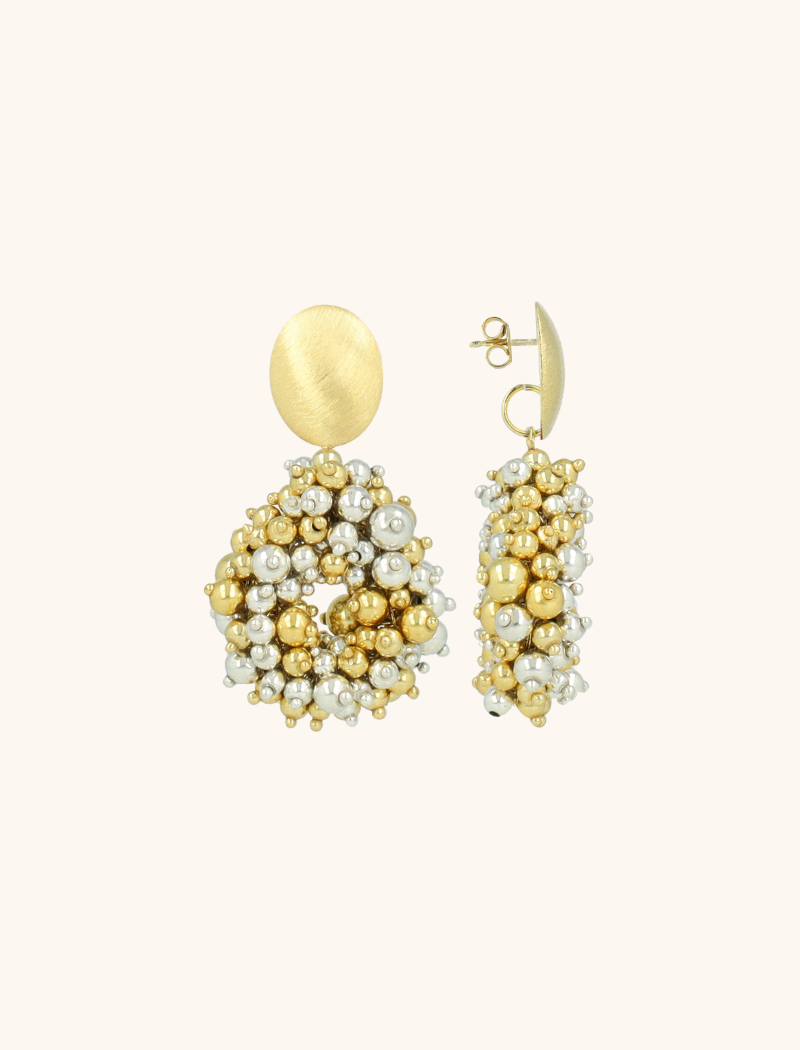 Goud- en Zilverkleurige Oorbellen Louise Irregular Double Stones Drop S