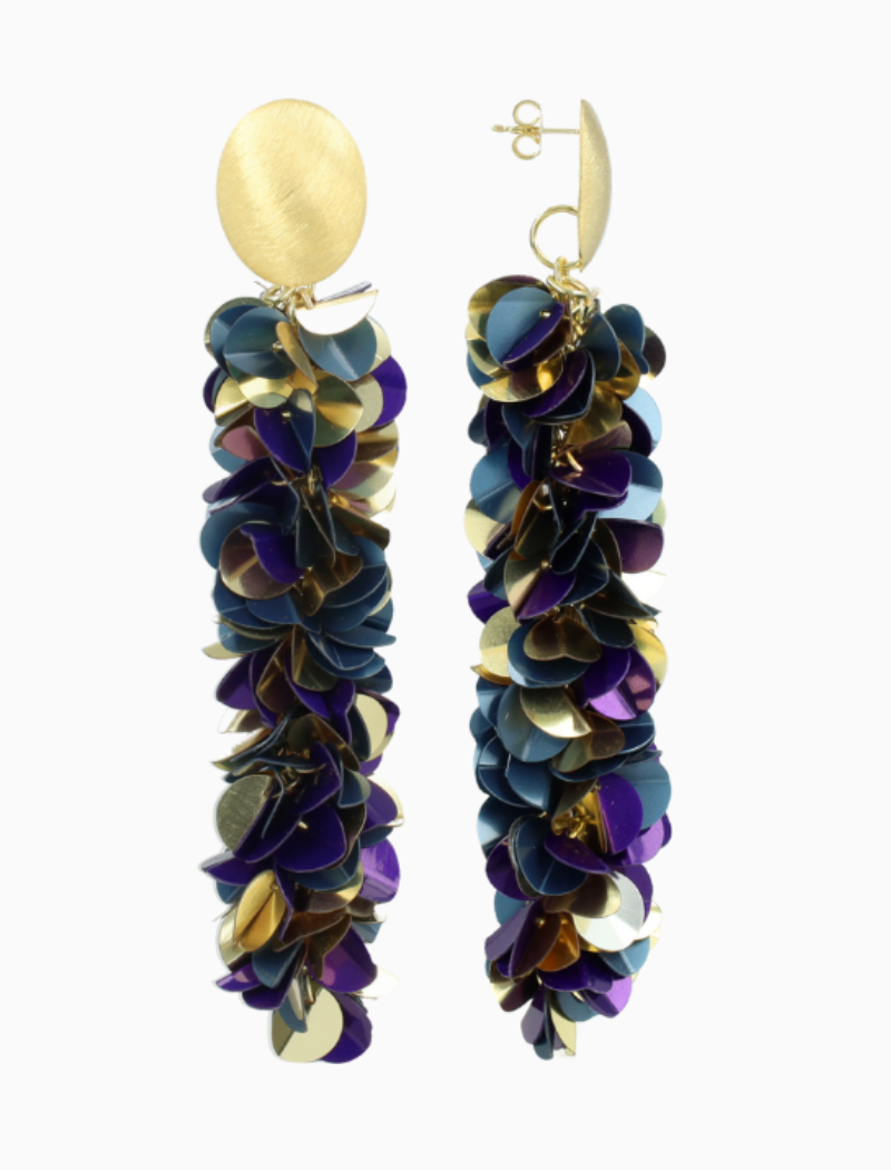 Blau Lila Sequin Snake Ohrringe L