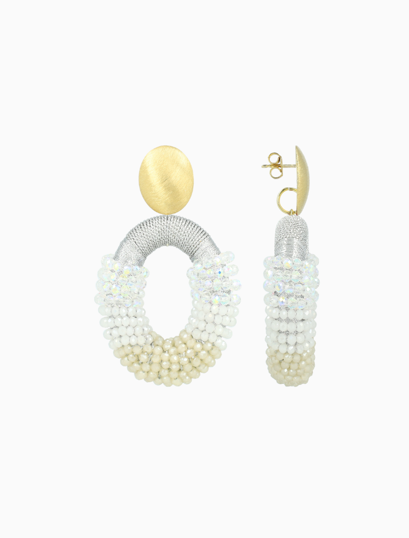 Crystal Silver Oorbellen Yara Combi Oval L