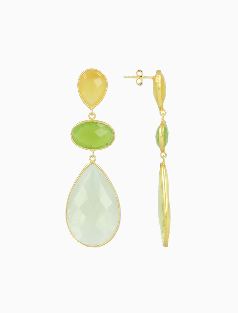 Gele Oorbellen Runa Triple Framed Shapes