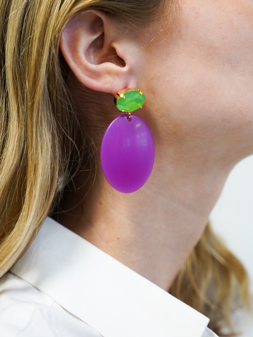 Fuchsia Oorbellen Celia Bugle Strass Groen