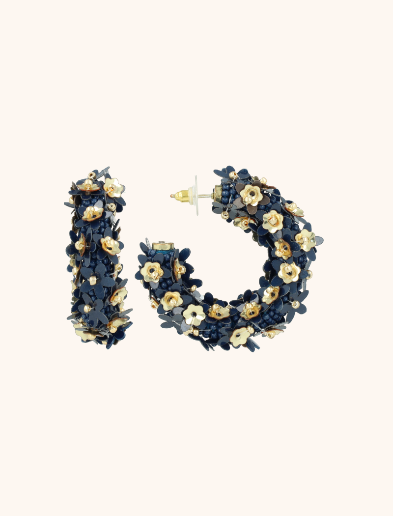 Elemental Blue Flower Sequin Earrings Jasmijn Creole M