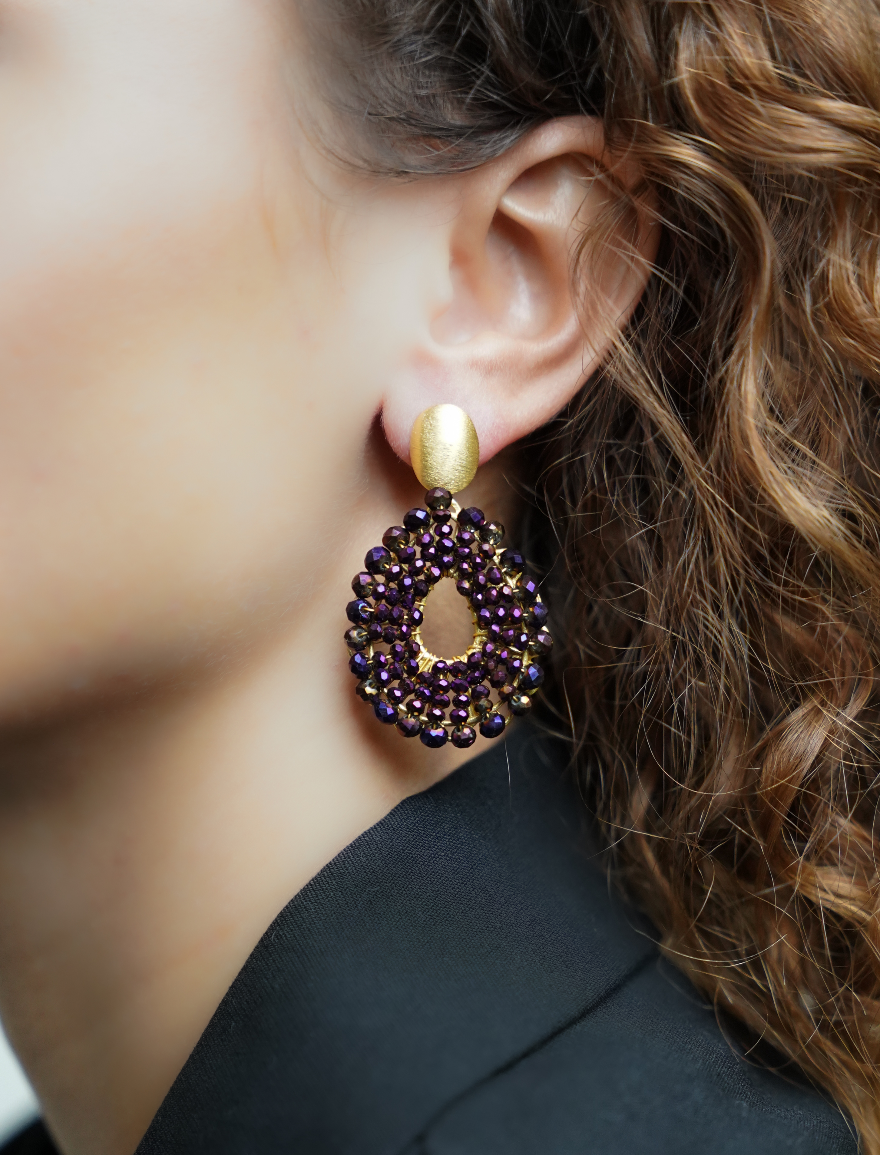 Metallic Purple Earrings Babs Open Drop S