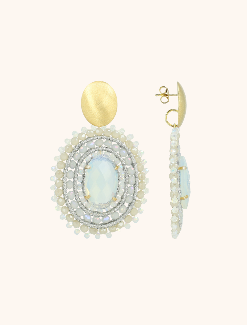 Crystal Silver Oorbellen Jamie Filled Oval 3 Rings With Stone