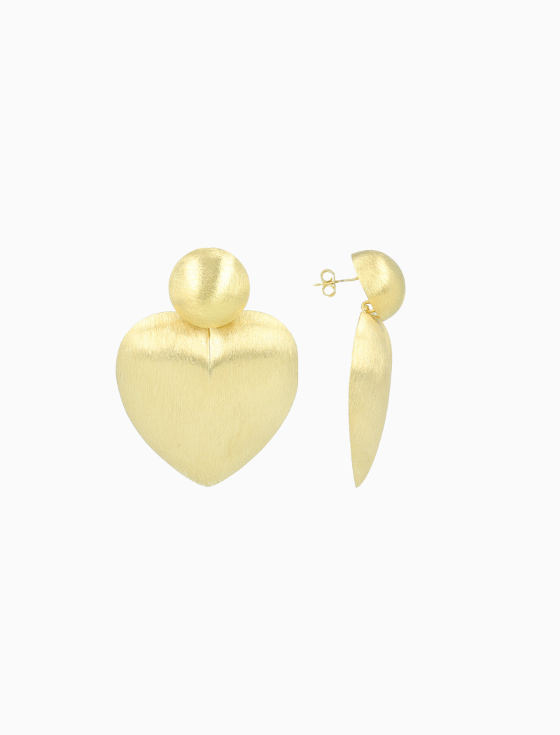 Classic Earrings Brushed Heart L