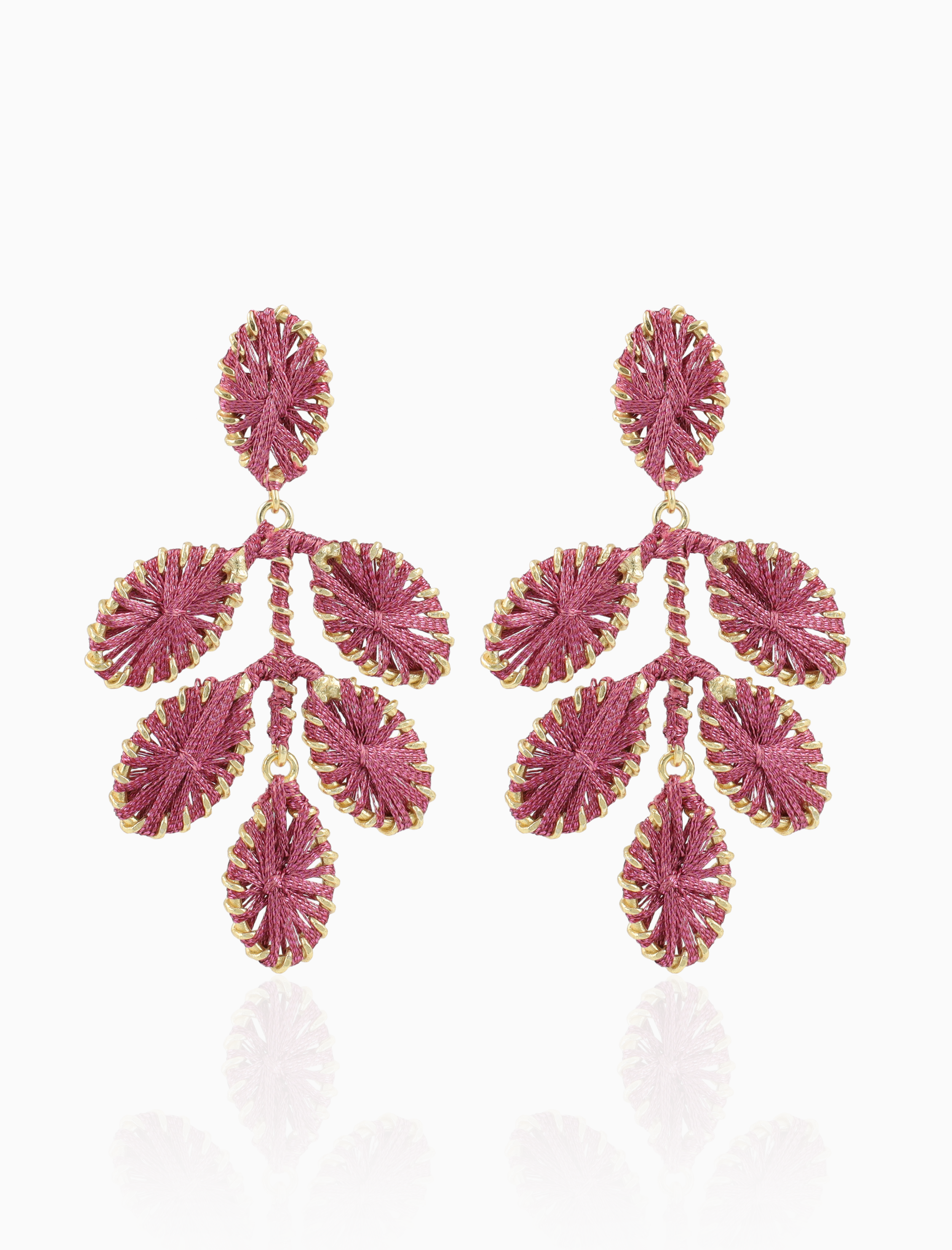 Dark Fuchsia Ohrringe Beatrice Flower Leafs M