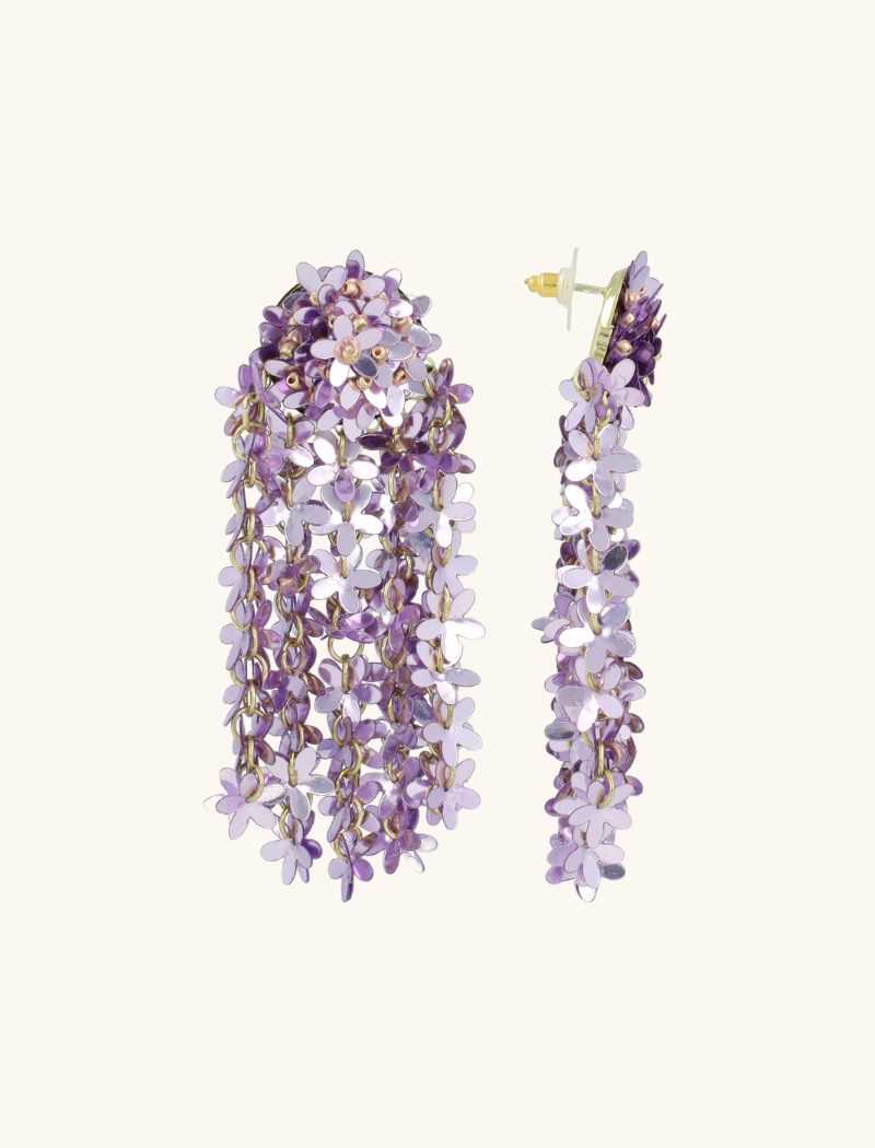 Metallisch Lavendel Ohrringe Fleur Flower Rain  