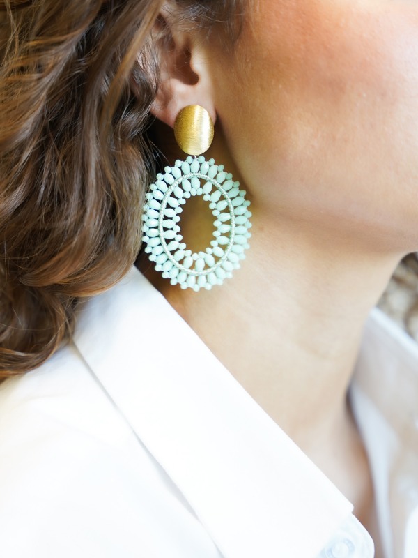 Light turquoise earrings Noa Double Stones Oval L