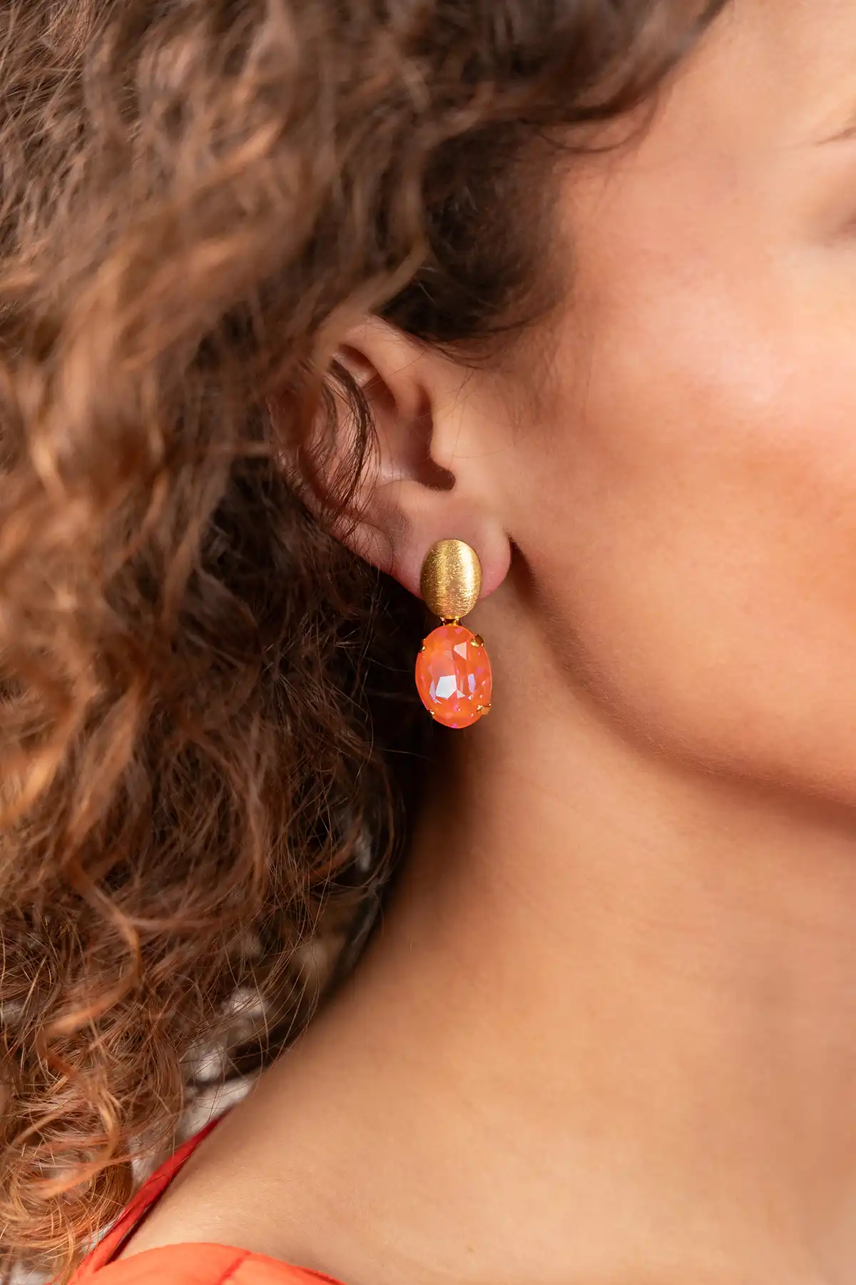 Orange earrings Daan oval M