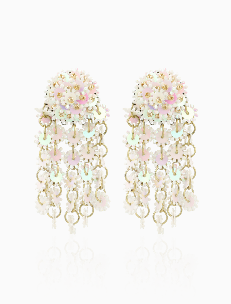 Zilveren Oorbellen Sequin Serrated Waterfall M Serra