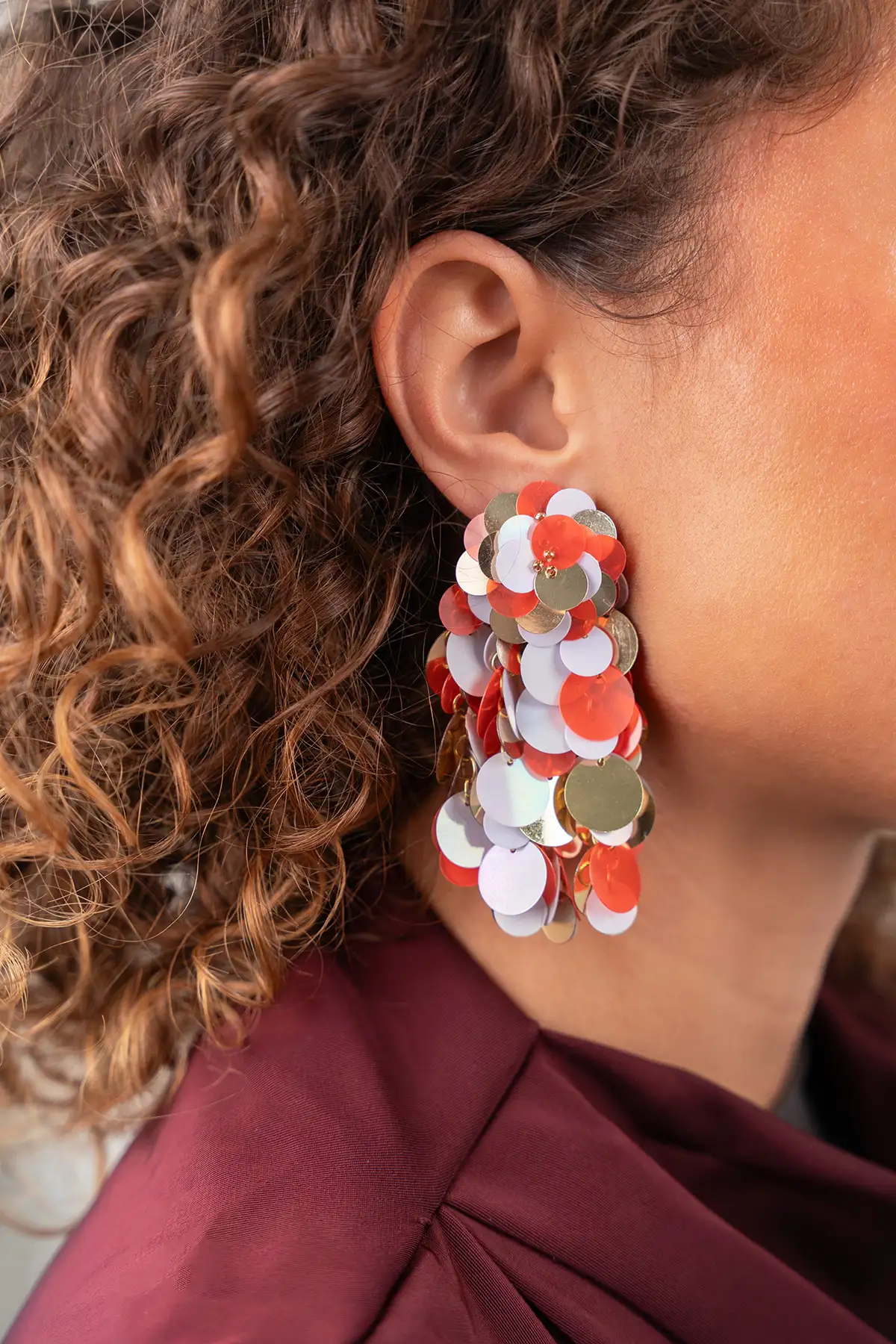 Rode Oorbellen Sequin Wild Waterfall Mira