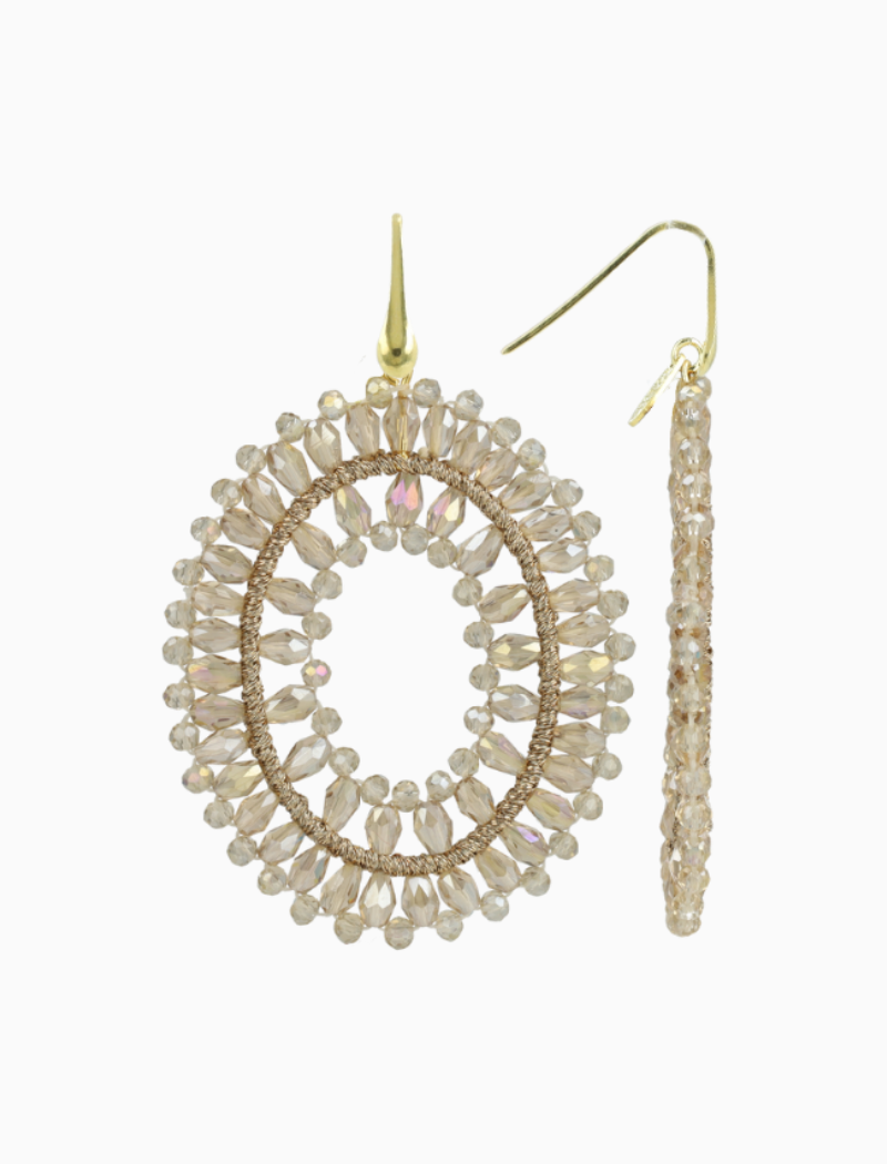Champagne Earrings Noa Open Oval Double L