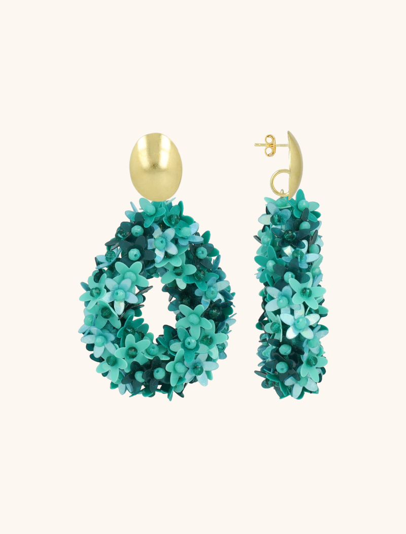 Turquoise Oorbellen Amal Flower Drop L