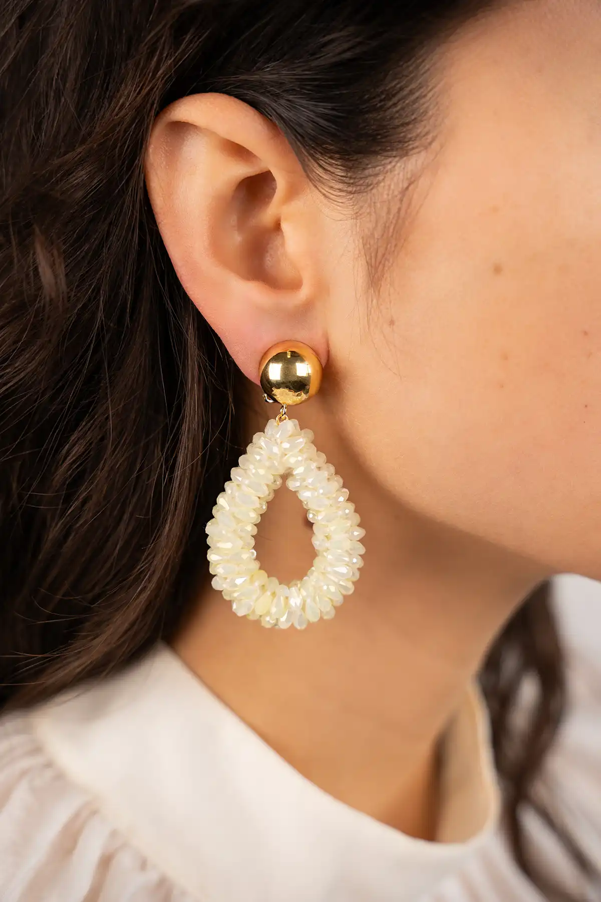 Ivory Earrings Anne Droplet L Marquis Clip